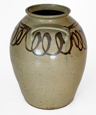 Attrib. Thomas Chandler, Edgefield District, SC Stoneware Jar w/ Iron Slip Decoration