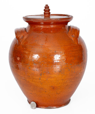 Rare Glazed Redware Jar w/ Lid, probably North Carolina, early to mid 19th century