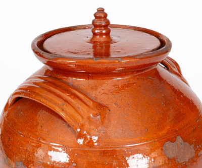 Rare Glazed Redware Jar w/ Lid, probably North Carolina, early to mid 19th century