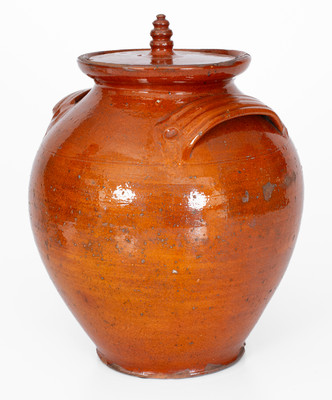Rare Glazed Redware Jar w/ Lid, probably North Carolina, early to mid 19th century