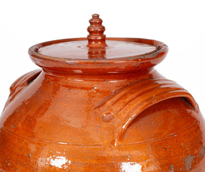 Rare Glazed Redware Jar w/ Lid, probably North Carolina, early to mid 19th century