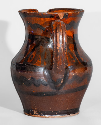 Outstanding Redware Pitcher w/ Looping Manganese Slip Decoration, Tennessee or Virginia