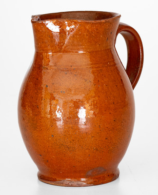 Antique American Redware Cream Pitcher Inscribed "Lutz"