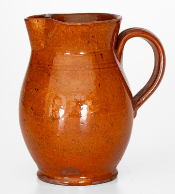 Antique American Redware Cream Pitcher Inscribed "Lutz"