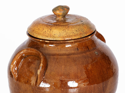 Exceedingly Rare and Important WHM (William Henry Mottern, Carter County, TN) Redware Jar w/ Lid