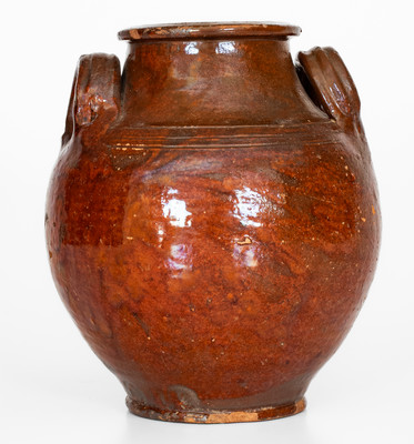 Rare attrib. Buck Family Pottery, Wythe County, VA Manganese-Glazed Redware Jar