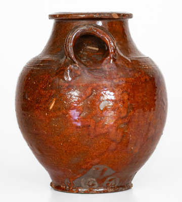 Rare attrib. Buck Family Pottery, Wythe County, VA Manganese-Glazed Redware Jar