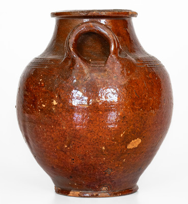 Rare attrib. Buck Family Pottery, Wythe County, VA Manganese-Glazed Redware Jar