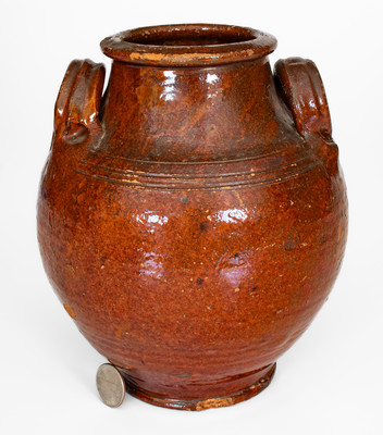 Rare attrib. Buck Family Pottery, Wythe County, VA Manganese-Glazed Redware Jar