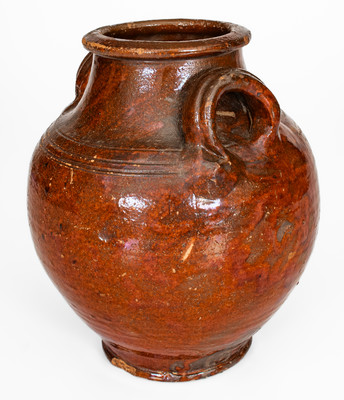 Rare attrib. Buck Family Pottery, Wythe County, VA Manganese-Glazed Redware Jar