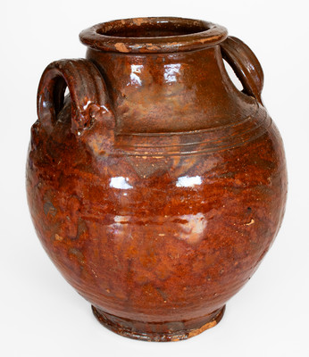 Rare attrib. Buck Family Pottery, Wythe County, VA Manganese-Glazed Redware Jar