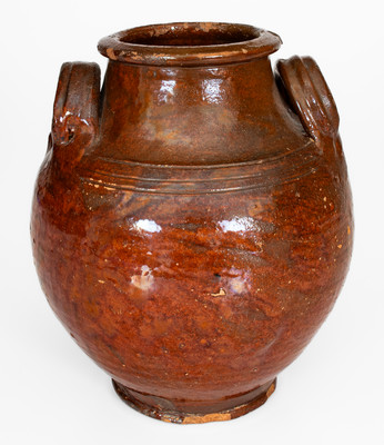 Rare attrib. Buck Family Pottery, Wythe County, VA Manganese-Glazed Redware Jar