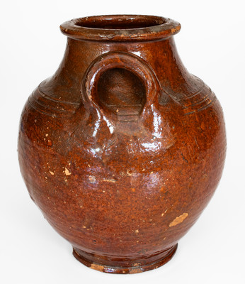 Rare attrib. Buck Family Pottery, Wythe County, VA Manganese-Glazed Redware Jar