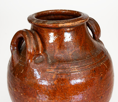 Rare attrib. Buck Family Pottery, Wythe County, VA Manganese-Glazed Redware Jar