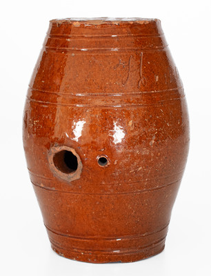 Rare "Henry Ray" Redware Rundlet, probably Click Pottery, Greene County, Tennessee