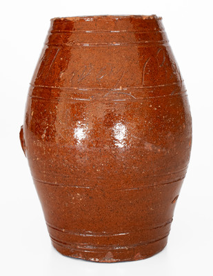 Rare "Henry Ray" Redware Rundlet, probably Click Pottery, Greene County, Tennessee