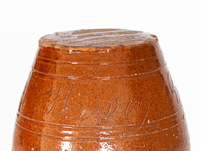 Rare "Henry Ray" Redware Rundlet, probably Click Pottery, Greene County, Tennessee