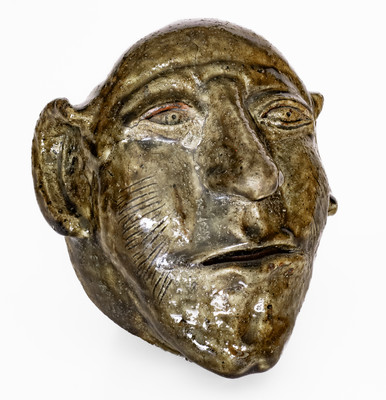 Very Rare Alkaline-Glazed Stoneware Face Vessel Fragment, probably Alabama