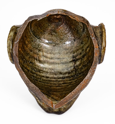 Very Rare Alkaline-Glazed Stoneware Face Vessel Fragment, probably Alabama