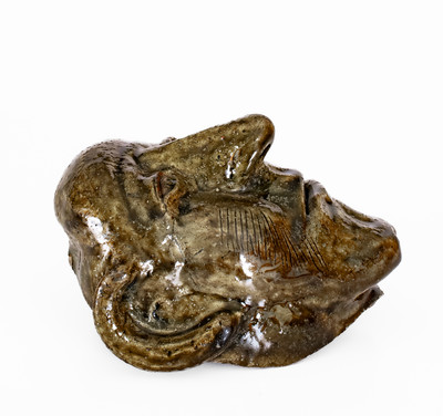 Very Rare Alkaline-Glazed Stoneware Face Vessel Fragment, probably Alabama