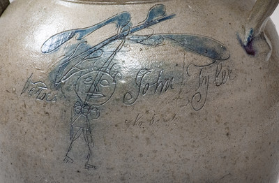 Exceedingly Rare and Important "John Tyler Vetoes Nobody" 1842 Water Cooler by John Floyd, Knoxville, TN