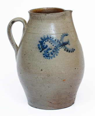 Rare attrib. Lewis Haun, Greene County, TN Cobalt-Decorated Stoneware Pitcher