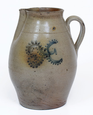Rare attrib. Lewis Haun, Greene County, TN Cobalt-Decorated Stoneware Pitcher
