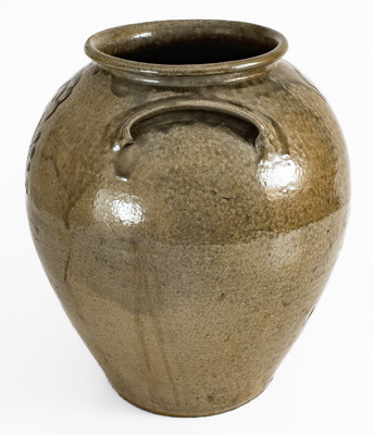Attrib. Thomas Chandler, Edgefield District, South Carolina Stoneware Jar w/ Iron-Slip Floral Decoration