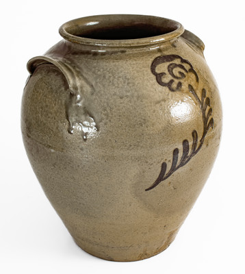 Attrib. Thomas Chandler, Edgefield District, South Carolina Stoneware Jar w/ Iron-Slip Floral Decoration