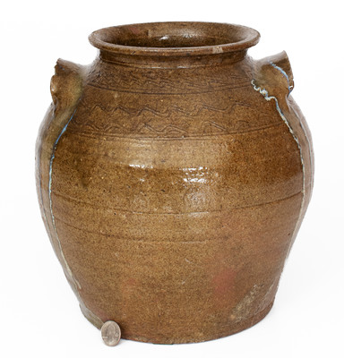 Four-Gallon Catawba Valley, NC Alkaline-Glazed Stoneware Jar w/ Rutile Decoration