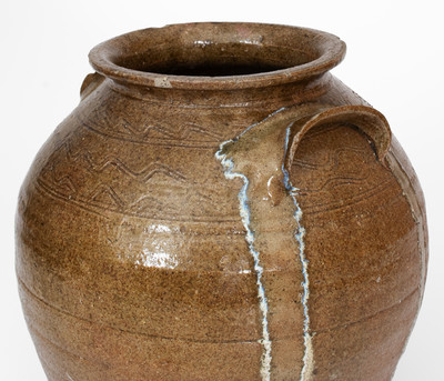 Four-Gallon Catawba Valley, NC Alkaline-Glazed Stoneware Jar w/ Rutile Decoration