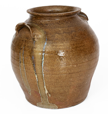 Four-Gallon Catawba Valley, NC Alkaline-Glazed Stoneware Jar w/ Rutile Decoration