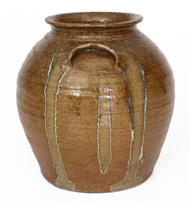 Four-Gallon Catawba Valley, NC Alkaline-Glazed Stoneware Jar w/ Rutile Decoration