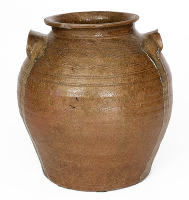 Four-Gallon Catawba Valley, NC Alkaline-Glazed Stoneware Jar w/ Rutile Decoration