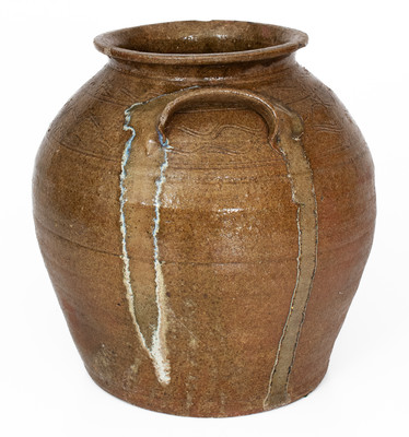 Four-Gallon Catawba Valley, NC Alkaline-Glazed Stoneware Jar w/ Rutile Decoration
