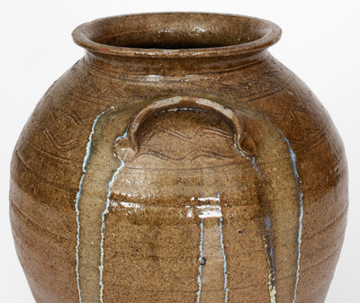 Four-Gallon Catawba Valley, NC Alkaline-Glazed Stoneware Jar w/ Rutile Decoration