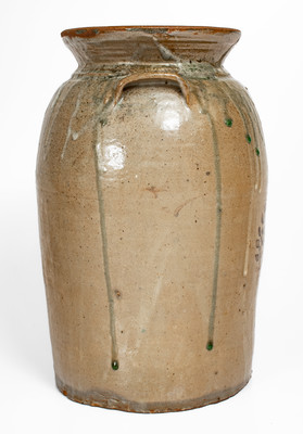 Rare attrib. Whelchel Family, Gaffney, SC Area Stoneware Churn w/ Iron-Slip Heart Motif