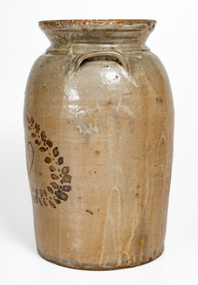 Rare attrib. Whelchel Family, Gaffney, SC Area Stoneware Churn w/ Iron-Slip Heart Motif