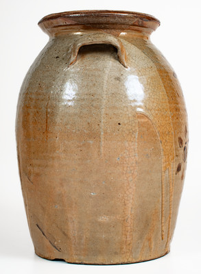 Fine attrib. Whelchel Family, Gaffney, SC Area Stoneware Jar w/ Iron-Slip Floral Decoration