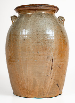 Fine attrib. Whelchel Family, Gaffney, SC Area Stoneware Jar w/ Iron-Slip Floral Decoration