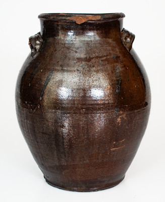 Unusual Manganese-Glazed Redware Jar, probably Tennessee