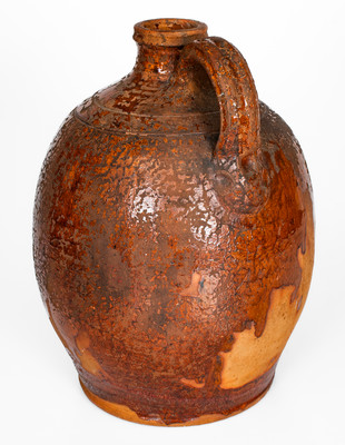 Exceedingly Rare and Important "Made by A B CAIN 1869" Large-Sized Redware Presentation Jug, Sullivan Co, TN