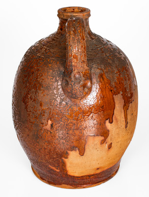 Exceedingly Rare and Important "Made by A B CAIN 1869" Large-Sized Redware Presentation Jug, Sullivan Co, TN