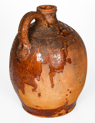 Exceedingly Rare and Important "Made by A B CAIN 1869" Large-Sized Redware Presentation Jug, Sullivan Co, TN