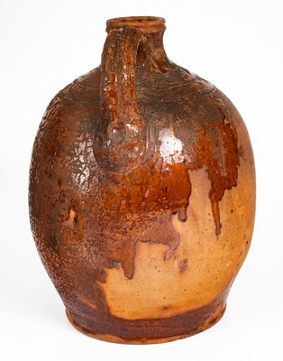 Exceedingly Rare and Important "Made by A B CAIN 1869" Large-Sized Redware Presentation Jug, Sullivan Co, TN