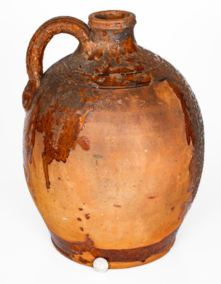 Exceedingly Rare and Important "Made by A B CAIN 1869" Large-Sized Redware Presentation Jug, Sullivan Co, TN
