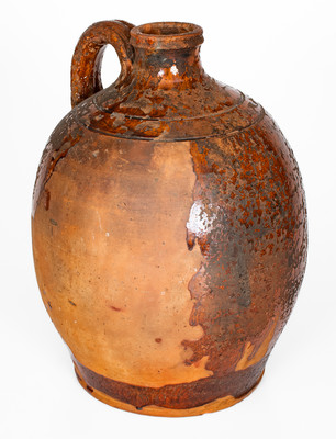 Exceedingly Rare and Important "Made by A B CAIN 1869" Large-Sized Redware Presentation Jug, Sullivan Co, TN