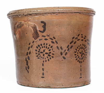 Attrib. Whelchel Family, Gaffney, SC Area Stoneware Crock w/ Stenciled Iron Slip Decoration
