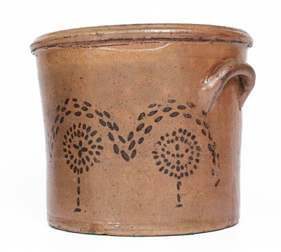 Attrib. Whelchel Family, Gaffney, SC Area Stoneware Crock w/ Stenciled Iron Slip Decoration