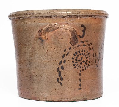 Attrib. Whelchel Family, Gaffney, SC Area Stoneware Crock w/ Stenciled Iron Slip Decoration